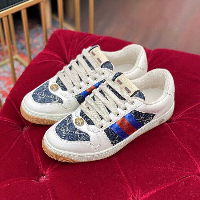 Gucci Screener Leather Sneaker ‎Blue Red - 1