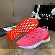 Chanel Pink Knit Fabric CC Low-Top Sneakers - 3