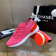 Chanel Pink Knit Fabric CC Low-Top Sneakers - 5