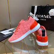 Chanel Red Knit Fabric CC Low-Top Sneakers - 3