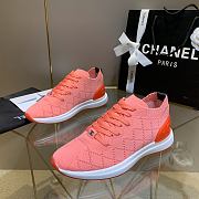 Chanel Red Knit Fabric CC Low-Top Sneakers - 2