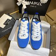 Chanel Blue White Knit Fur CC Low-Top Sneakers - 2