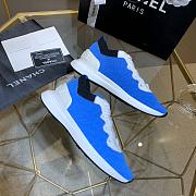 Chanel Blue White Knit Fur CC Low-Top Sneakers - 3