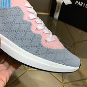 Chanel Pink Grey Knit Fur CC Low-Top Sneakers - 2