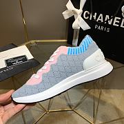 Chanel Pink Grey Knit Fur CC Low-Top Sneakers - 3