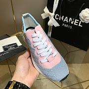 Chanel Pink Grey Knit Fur CC Low-Top Sneakers - 4