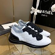 Chanel White Black Knit Fur CC Low-Top Sneakers - 4