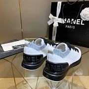 Chanel White Black Knit Fur CC Low-Top Sneakers - 5