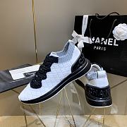 Chanel White Black Knit Fur CC Low-Top Sneakers - 6