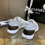 Chanel White Knit Fabric CC Low-Top Sneakers - 3