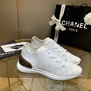 Chanel White Knit Fabric CC Low-Top Sneakers - 5