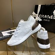 Chanel White Knit Fabric CC Low-Top Sneakers - 4