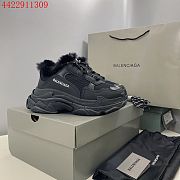 Balenciaga Triple S Sneaker Fur Material Black 668563 W3CQ5 1000 - 6