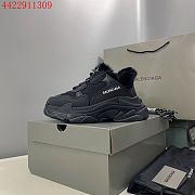 Balenciaga Triple S Sneaker Fur Material Black 668563 W3CQ5 1000 - 5