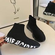 Balenciaga Speed Graffiti Trainers Black White Logo 605942W05GE1006 - 4