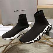 Balenciaga Speed Graffiti Trainers White Black Logo 605942W05GE1015 - 1