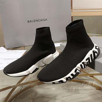 Balenciaga Speed Graffiti Trainers White Black Logo 605942W05GE1015