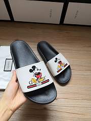 Gucci Black White Mickey Slide Sandals - 2