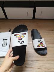 Gucci Black White Mickey Slide Sandals - 4