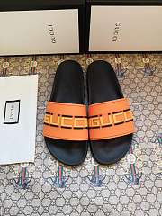 Gucci Orange Neon Slide Sandals - 1