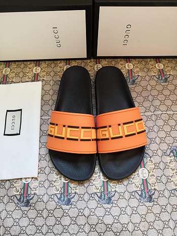 Gucci Orange Neon Slide Sandals