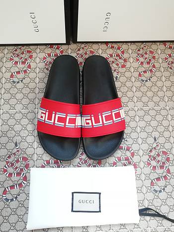 Gucci Red Neon Slide Sandals