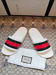 Gucci White Rubber Web Slide Sandals - 2