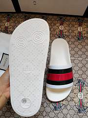 Gucci White Rubber Web Slide Sandals - 4