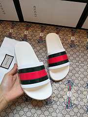 Gucci White Rubber Web Slide Sandals - 5