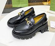 Gucci Leather Lug Sole Horsebit Loafer Black Shiny Leather 577236 DS800 1000 - 1