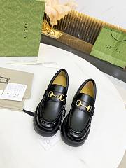 Gucci Leather Lug Sole Horsebit Loafer Black Shiny Leather 577236 DS800 1000 - 2