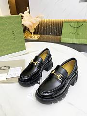 Gucci Leather Lug Sole Horsebit Loafer Black Shiny Leather 577236 DS800 1000 - 5