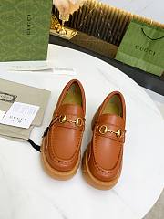 Gucci Leather Lug Sole Horsebit Loafer Cuir Shiny Leather - 5