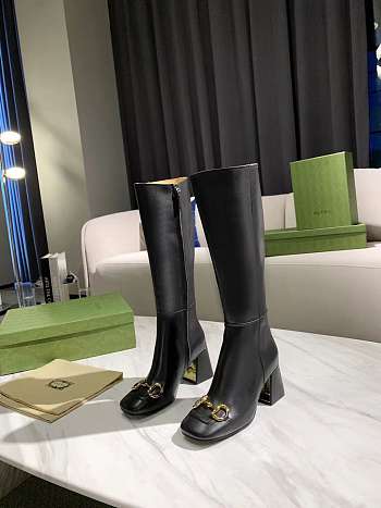 Gucci Women's Knee-High Boot with Horsebit Black ‎643889 BKO00 1000