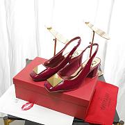 Valentino Garavani Maxi Stud 60mm Slingback Pumps Red Wine - 1