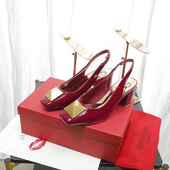 Valentino Garavani Maxi Stud 60mm Slingback Pumps Red Wine