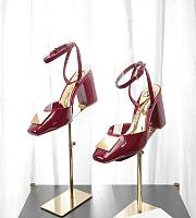 Valentino Garavani Roman Stud Square-toe Pumps Red Wine - 5