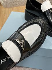 Prada Chocolate Brushed Leather Loafers Black & White - 2