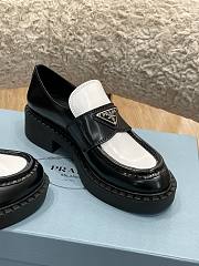 Prada Chocolate Brushed Leather Loafers Black & White - 3