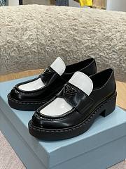 Prada Chocolate Brushed Leather Loafers Black & White - 4