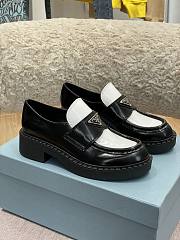 Prada Chocolate Brushed Leather Loafers Black & White - 5