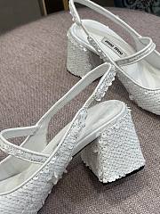 Miu Miu Sequined Slingback Pumps White - 3