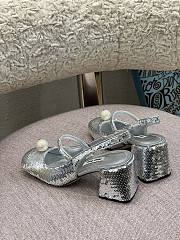 Miu Miu Sequined Slingback Pumps Silver - 2