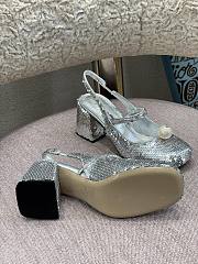 Miu Miu Sequined Slingback Pumps Silver - 3