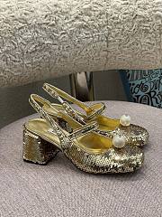 Miu Miu Sequined Slingback Pumps Gold - 3