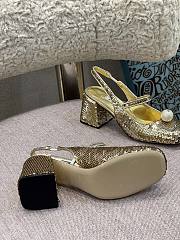 Miu Miu Sequined Slingback Pumps Gold - 4