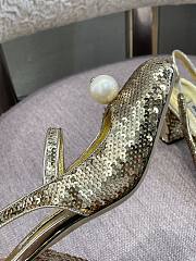 Miu Miu Sequined Slingback Pumps Gold - 6