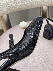 Miu Miu Sequined Slingback Pumps Black - 4