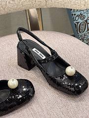 Miu Miu Sequined Slingback Pumps Black - 3