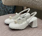 Miu Miu Sequined Slingback Pumps White - 1